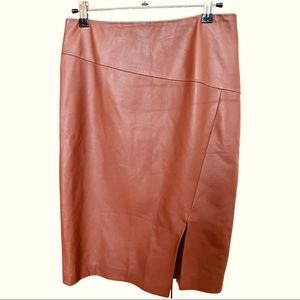 White House Black Market Caramel Brown Leather Pencil Skirt, Size 0